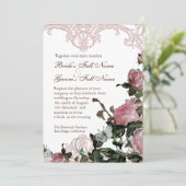 Einladung Hochzeit Silver - Trellis Rose Vintag (Stehend Vorderseite)