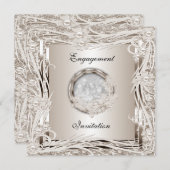 Einladung Hochzeit Verlobung Sepia Blumenrahmen (Vorne/Hinten)