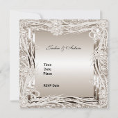 Einladung Hochzeit Verlobung Sepia Blumenrahmen (Rückseite)