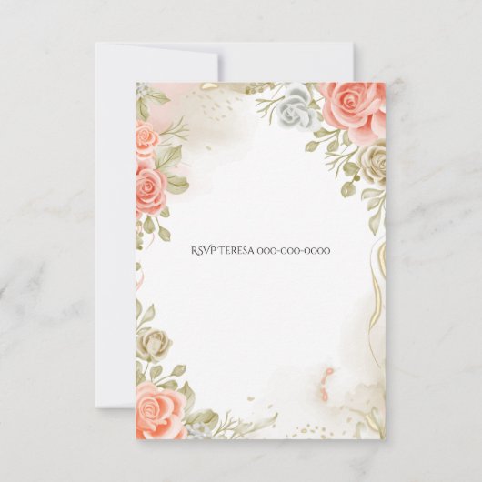 Einladung/Hochzeit von Soft Pink Floral Quinceñera Einladung (Rückseite)