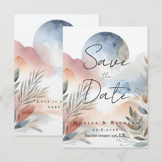 Einladung Hochzeitsaquarel (Vorne/Hinten)