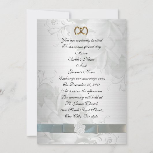 Einladung Hochzeitsfeier mit elegantem Weiß (Vorderseite)