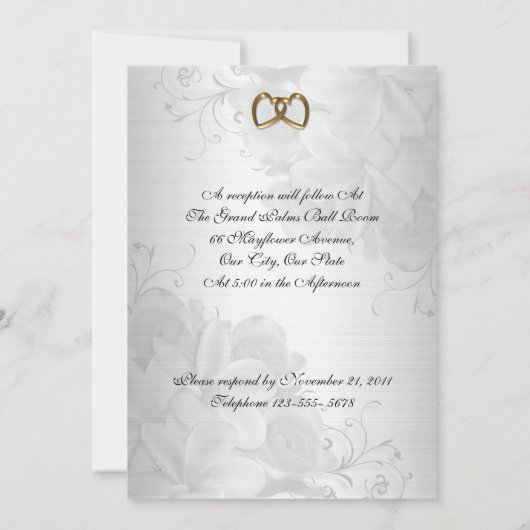 Einladung Hochzeitsfeier mit elegantem Weiß (Rückseite)