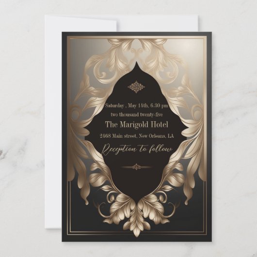 Einladung Hochzeitsfeiern Editable Luxusdesigns (Rückseite)