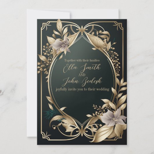 Einladung Hochzeitsfeiern Editable Luxusdesigns (Vorderseite)