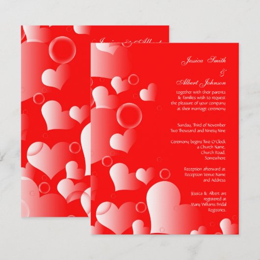 Einladung Hochzeitsherzen (Vorne/Hinten)