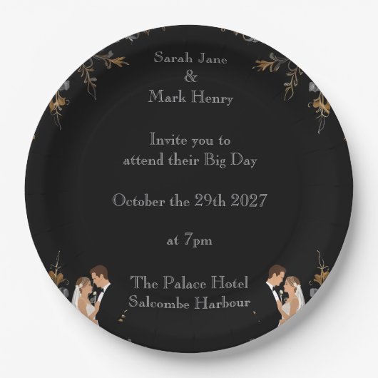 Einladung Hochzeitslayout kann personalisiert werd Pappteller (Vorderseite)