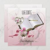 Einladung Hochzeitsrosa Blumenzitzer (Vorne/Hinten)