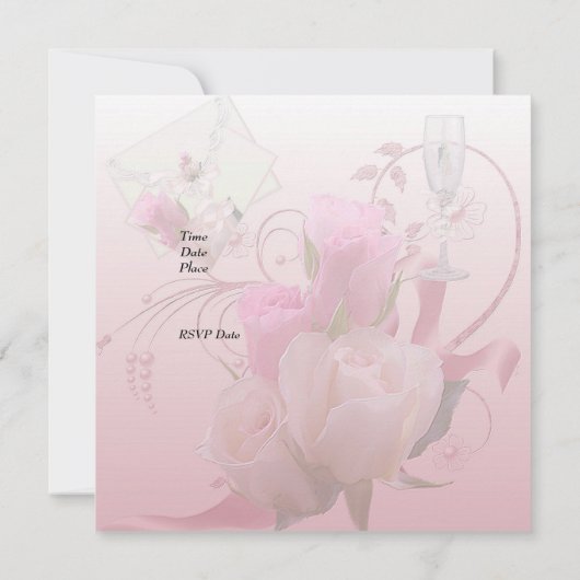 Einladung Hochzeitsrosa Blumenzitzer (Rückseite)