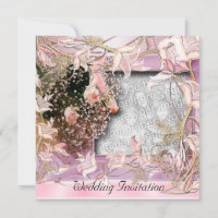Einladung Hochzeitsrosa Foto Blumenrahmen