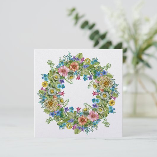 Einladung hübscher Blumenkranz (Stehend Vorderseite)
