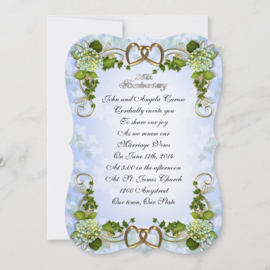 Einladung Hydrangeas zum 25. Jahrestag (Vorderseite)