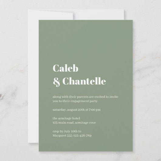Einladung Ihrer Foto Sage Green Engagement Party (Rückseite)