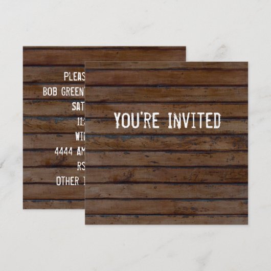 Einladung im Braunholzstil (Vorne/Hinten)