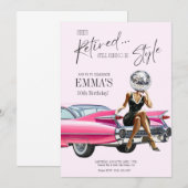 Einladung im Custom-Design zum Ruhestand - Rosa Ca (Vorne/Hinten)