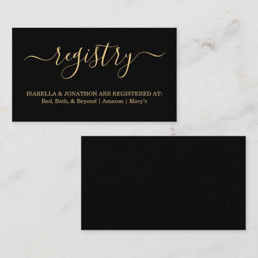 Einladung in die schwarze und goldene Registrierun (Vorne/Hinten)