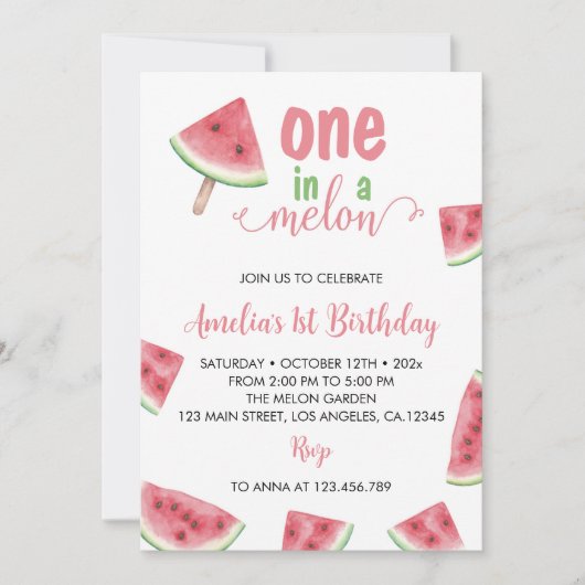 Einladung in einem Melon zum Geburtstag (Vorderseite)