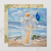 "Einladung in einer Flasche" - Einladung zum Stran (Vorne/Hinten)