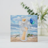 "Einladung in einer Flasche" - Einladung zum Stran (Stehend Vorderseite)