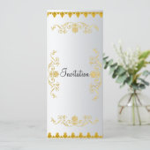 Einladung in eleganter weißer Goldfarbe (Stehend Vorderseite)