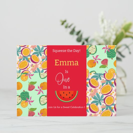 Einladung in Melon zum ersten Geburtstag (Stehend Vorderseite)