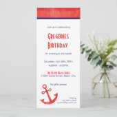 Einladung in Rot und Blauer Anker (Stehend Vorderseite)