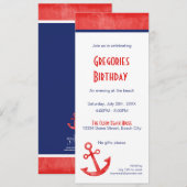 Einladung in Rot und Blauer Anker (Vorne/Hinten)