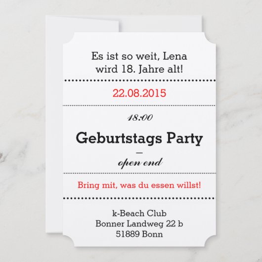 Einladung in Rot-Weiß (Rückseite)