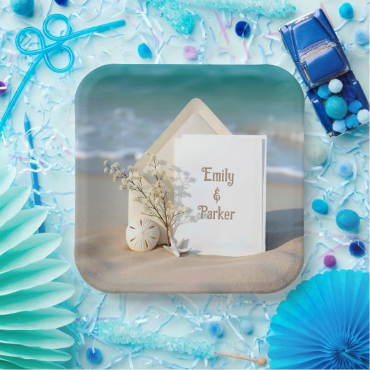 Einladung in Sand mit Starfish Pappteller (Party)