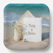 Einladung in Sand mit Starfish Pappteller (Vorderseite)