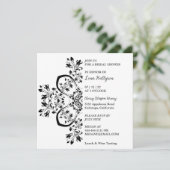 Einladung in Schwarz-Weiß-Blumen (Stehend Vorderseite)