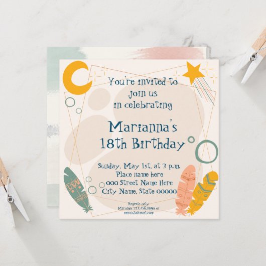 Einladung Indianerstamm zum Geburtstag (Vorderseite/Rückseite Beispiel)