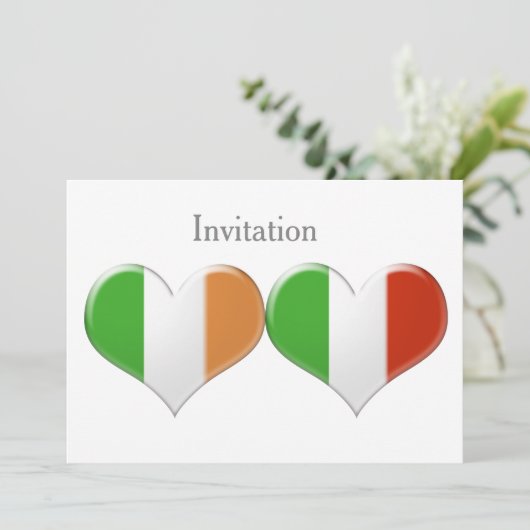 Einladung irischer und italienischer Herzflaggen (Stehend Vorderseite)