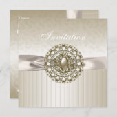 Einladung Jeden Anlaß Biege Cream Jewel (Vorne/Hinten)