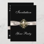 Einladung Jeden Anlaß Biege Cream Jewel Black (Vorne/Hinten)
