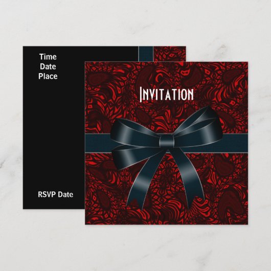 Einladung Jeden Anlaß Red Black Bow (Vorne/Hinten)