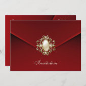Einladung Jeden Anlaß Rich Red Velvet Pearl (Vorne/Hinten)