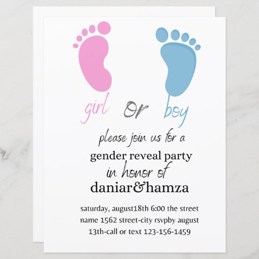 Einladung, Junge oder Mädchen, einladen (Vorne/Hinten)