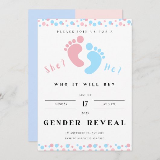 Einladung, Junge oder Mädchen, Füße Einladung (Vorne/Hinten)