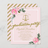 Einladung Juristische Schule Graduation Party Pink (Vorne/Hinten)