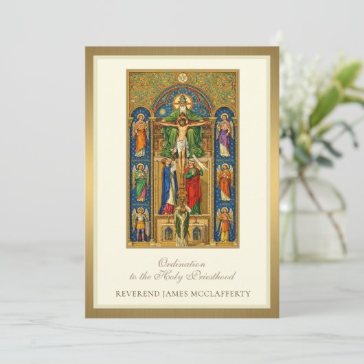 Einladung katholischer Ordination zum Heiligen Pri (Stehend Vorderseite)