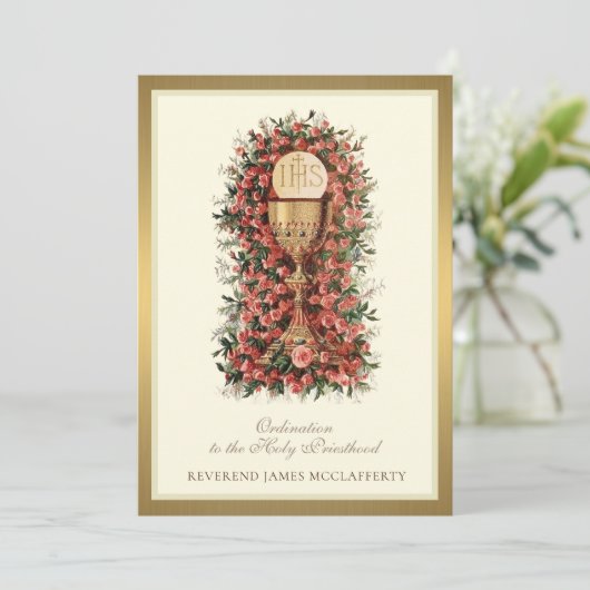 Einladung katholischer Ordination zum Heiligen Pri (Stehend Vorderseite)