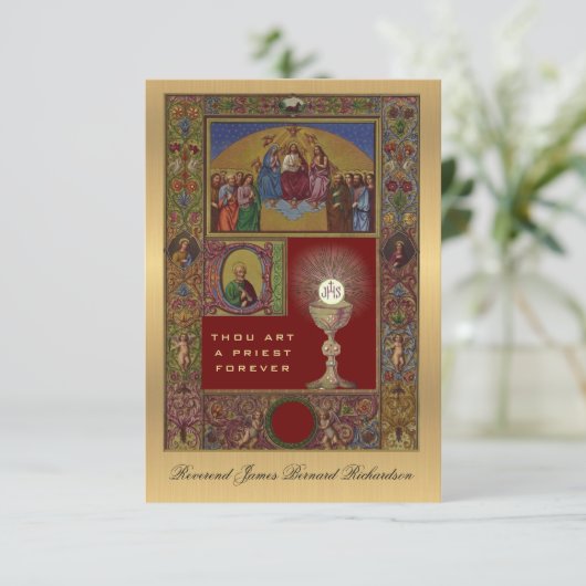 Einladung katholischer Ordination zum Heiligen Pri (Stehend Vorderseite)