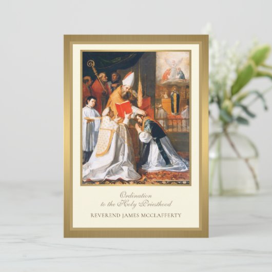 Einladung katholischer Ordination zum Heiligen Pri (Stehend Vorderseite)