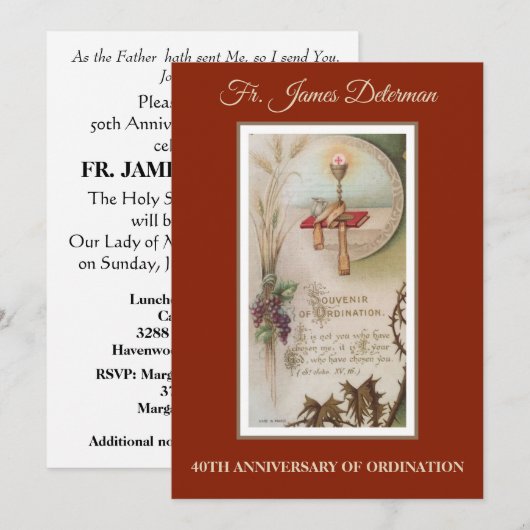 Einladung katholischer Priester Ordination Jahrest (Vorne/Hinten)