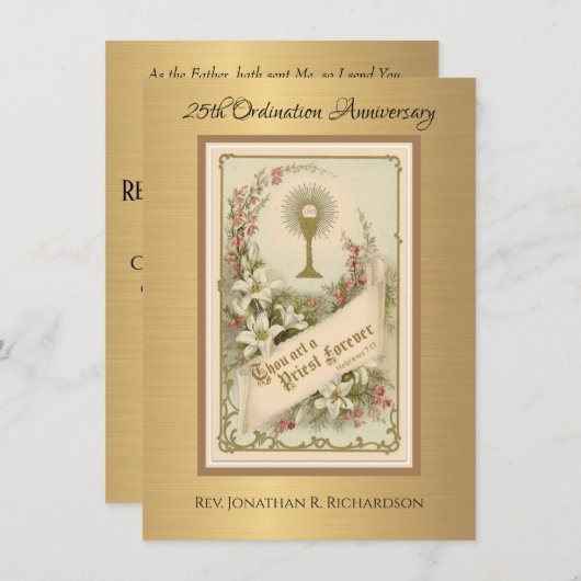 Einladung katholischer Priester Ordination Jahrest (Vorne/Hinten)
