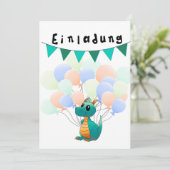 Einladung Kindergeburtstag Drache (Stehend Vorderseite)