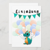 Einladung Kindergeburtstag Drache (Vorne/Hinten)