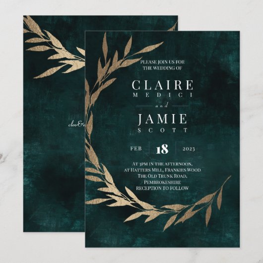 EINLADUNG - KLASSISCHE "GRÜNE RUSTIK" (Vorne/Hinten)