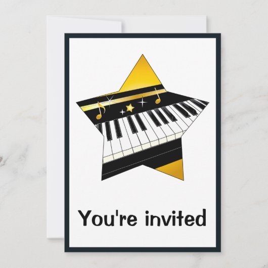Einladung: Klavier-Erwägungsgrund mit Stern Einladung (Vorderseite)